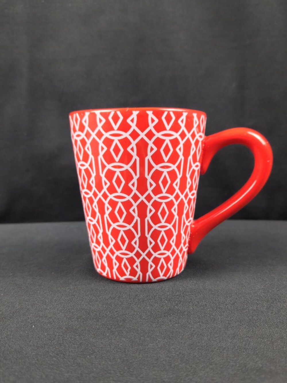 JoAnn Store Red White Geometric Mug 16oz Large Handle Modern Discontinued